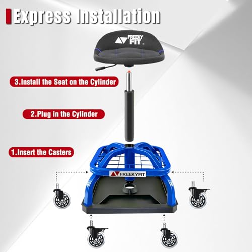 Rolling Shop Stool with Wheels (Blue)