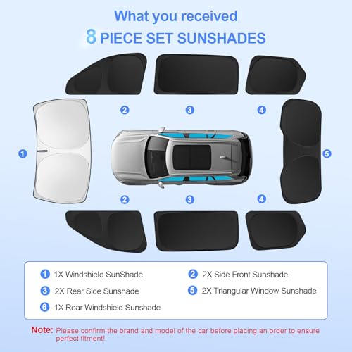 8pcs Car Window Shades for Jeep Grand Cherokee 2022 (for 2022-2025 Jeep Grand Cherokee)
