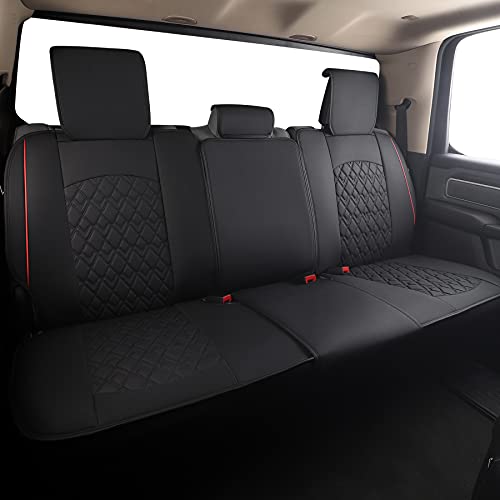 Car Seat Covers for Dodge Ram Full Set (5 PCS Full Set,Black/Red)