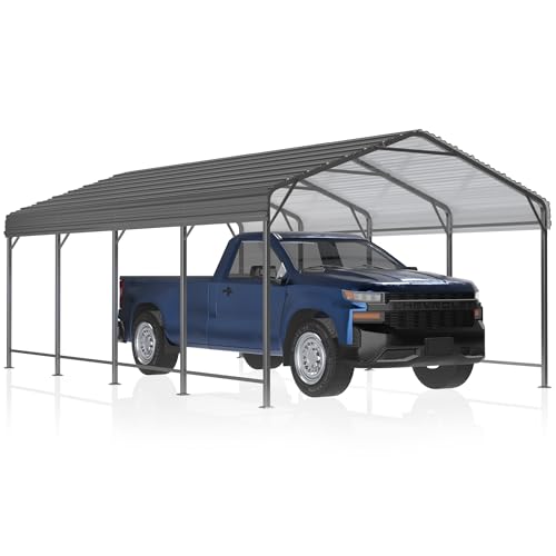 12x20 FT Metal Carport Canopy with Reinforced Base (20x12 FT)