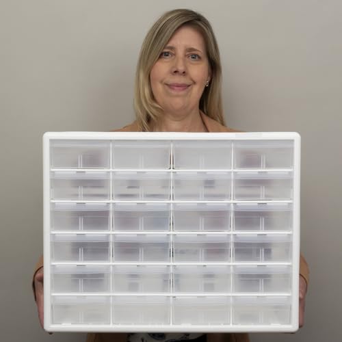 24 Drawer Plastic Storage Cabinet (White / 24 Drawer / 1 Pack)