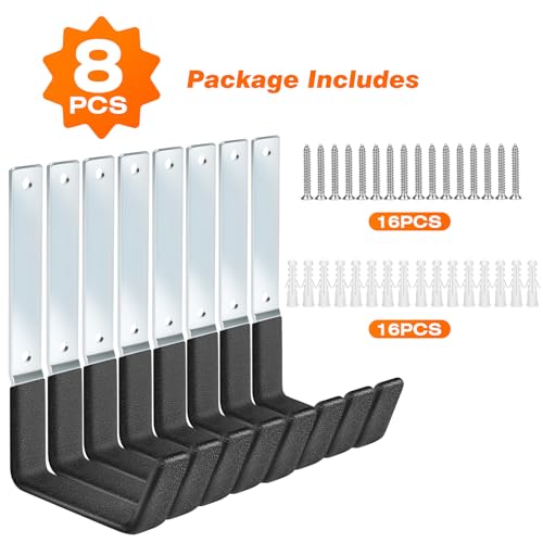 Garage Hooks Heavy Duty Bike Hooks for Garage Set of 8 Tool Organizers and Storage Wall Mount Storage Tool Holder Hanger for Ladder Garden Hose Shed Shop (8PACK)