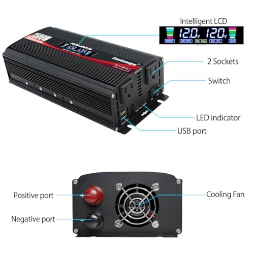1500W Power Inverter 12V to 110V (Black)