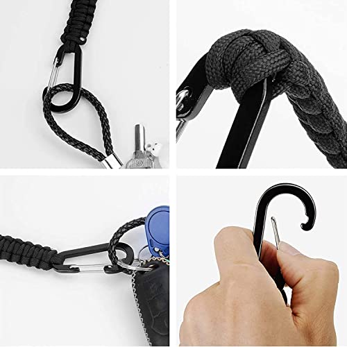Paracord Keychain Carabiner Clip (Black)