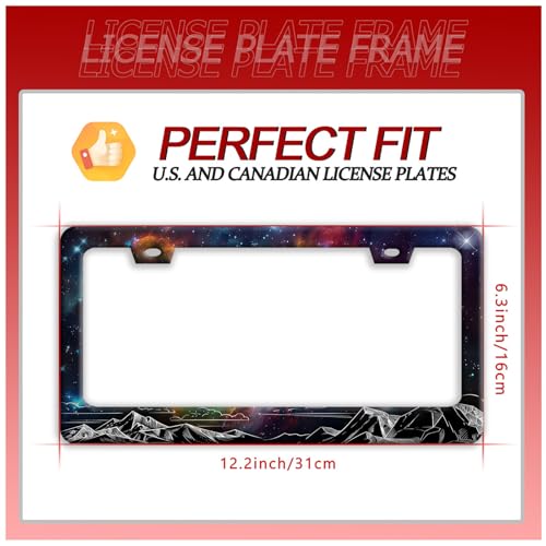 Starry Sky Mountains Stainless Steel License Plate Frame for US Cars Decor (Starry Sky Mountains)