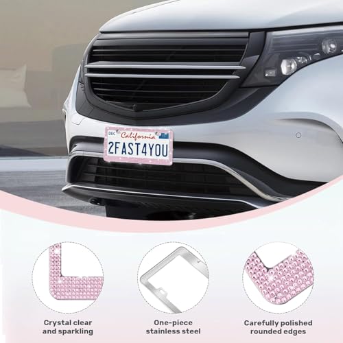 2 Pack License Plate Frames for Women (Pink (2PCS))