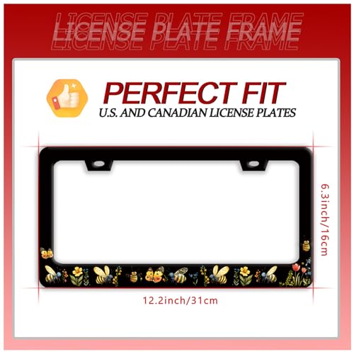 Queen Bee License Plate Frame Butterfly Flower License Plate Holder (Queen Bee)
