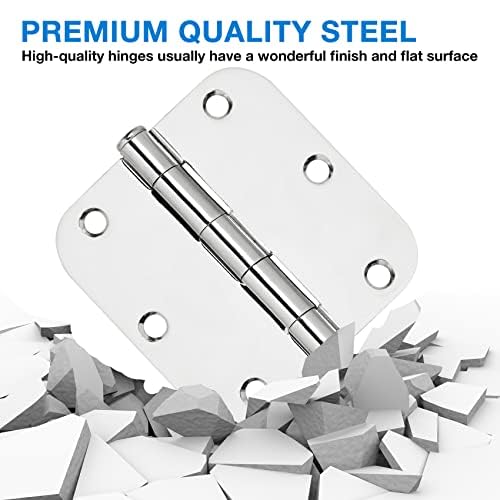 Rounded Door Hinges 3.5" X 3 1 (Polished Chrome-Rounded / 18 Pack)