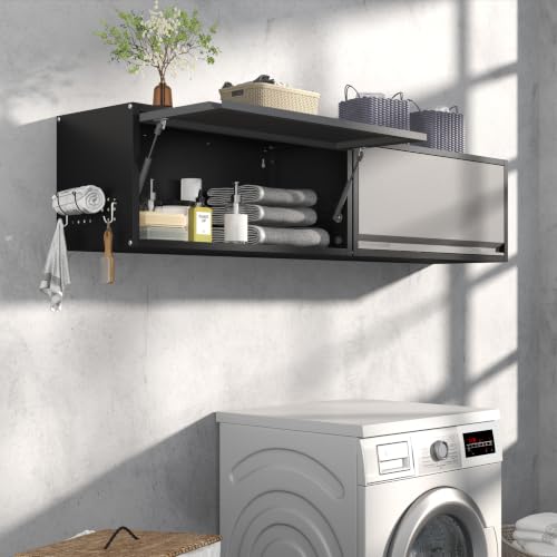 Metal Garage Wall Cabinet with Doors Side with Holes (13.8''H / Black Gray)
