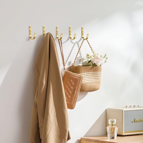 10 Pack 22LB Wall Hooks for Hanging Towel (Brushed Gold / 10 Pack)