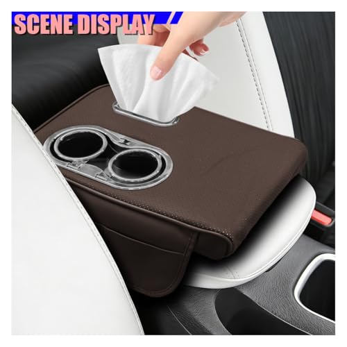 Leather Car Center Console Cover (Coffee)