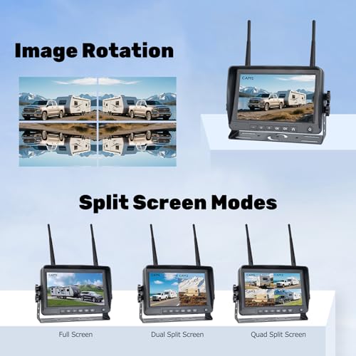 1080P 7" Magnetic Wireless RV Backup Camera System (7" 4-Cam)
