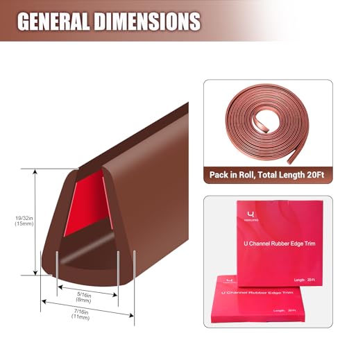 Rubber Edge Trim (Fit 5/16" - L20' / Brown)