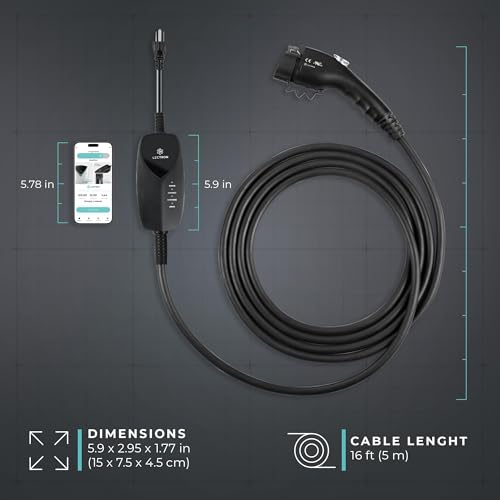 EV Charger 16 ft Extension Cord & J1772 Cable (12A NEMA 5-15 with APP)