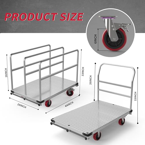 2-in-1 Steel Panel Truck, 3000 lb Drywall Cart, 44 x 28 in (44 x 28 Inch)