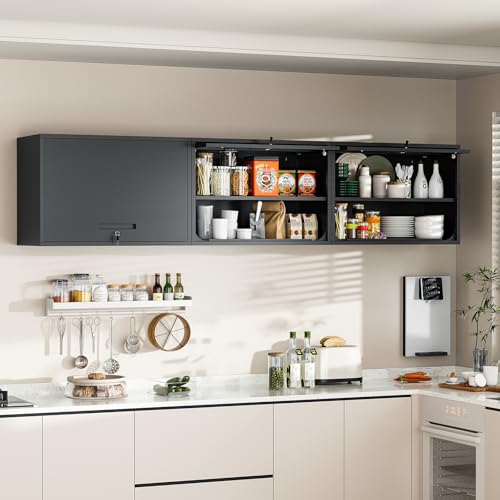 Metal Wall Cabinet with Locking Door and Shelf (21.65"H / Black)