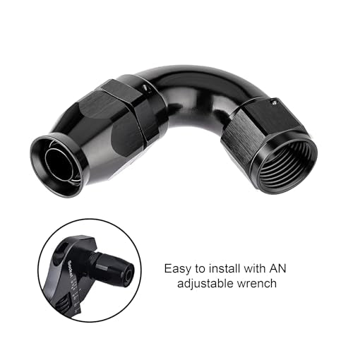 12AN 120 Degree PTFE One Piece Full Flow End Hose Fitting Aluminum Black (12AN / 120 Degree)