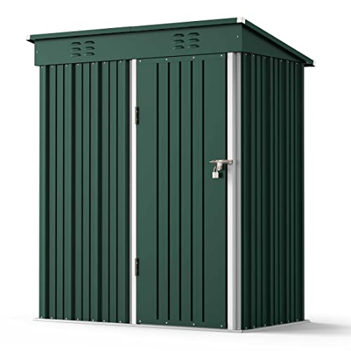 5x3 FT Outdoor Shed (Green / 5' x 3' FT/Sloped-roof)