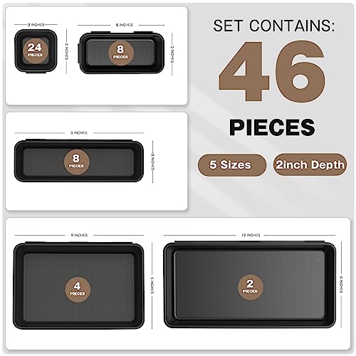 Tool Box Organizer Tray Divider Set Drawer Organizer (5 Size / Black)