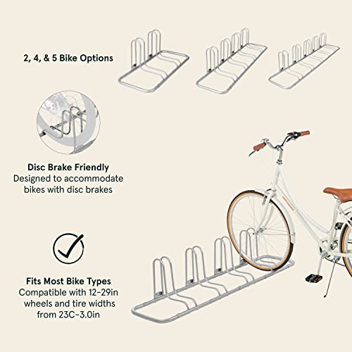 Stash Rack 4 Bike Floor Stand Bicycle Storage Organizer (Grey / 4 Bike)