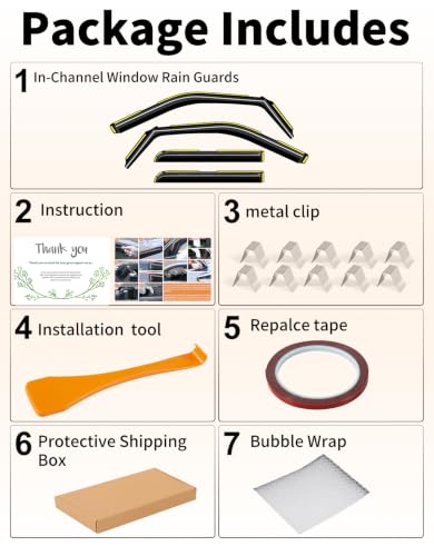Window Visors Rain Guards for Ford F150 15 (2015-2020 Ford F150 SuperCrew/2017-2026 F250-F550)
