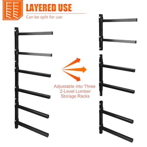 6 Level Foldable Lumber Storage Rack Collapsible Wall Mount (6-Level)