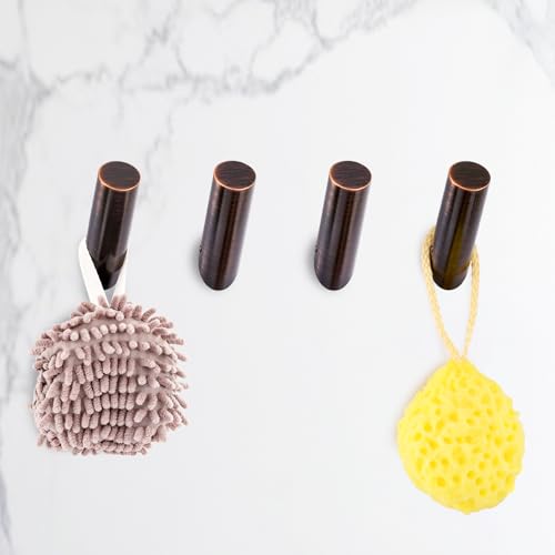 Towel Hooks Wall Mounted 4 Pack (Bronze-Round / 4 Pack)