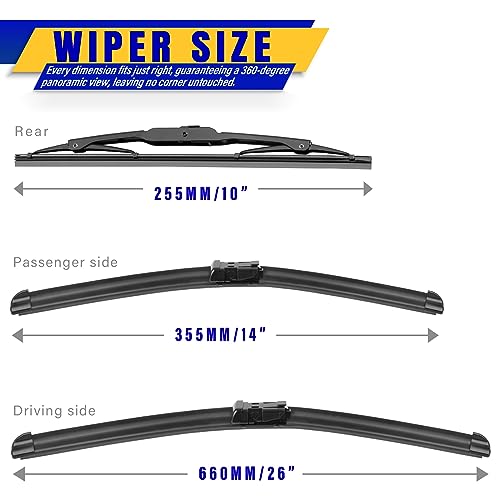 3 Wipers Fits Chevrolet Trax 2013 (26"+14"+10")