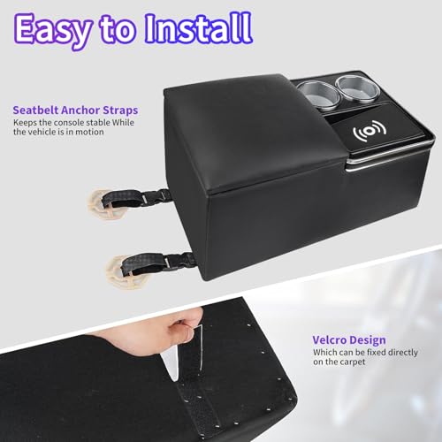 Upgrade Universal Center Console Organizer with Inductive Charging Stand