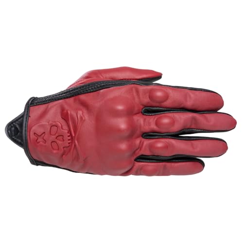 Goatskin Leather Motorcycle Motorbike Powersports Racing Gloves Reflective Skull Touchscreen for Men and Women Model (HEE11 / XX-Large)