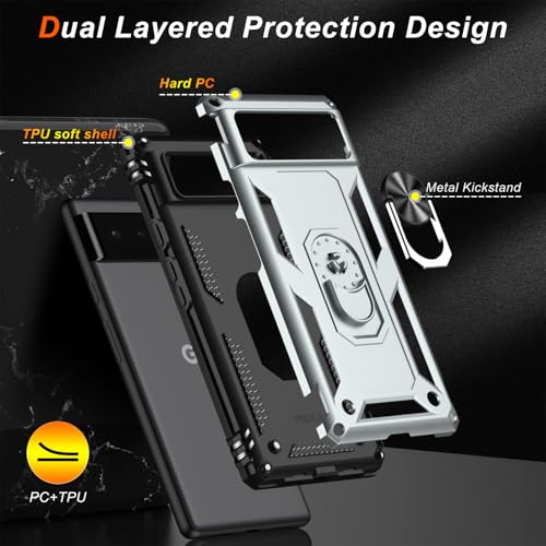 for Google Pixel 6 Case with Screen Protector (Silver / Google Pixel 6)