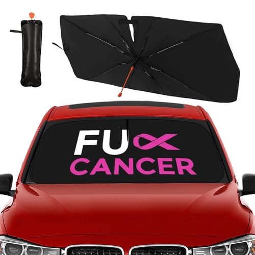 Fuck Breast Cancer Pink Ribbon Car Windshield Sun Shade Umbrella (57X31 Inch / Color-0705-2)