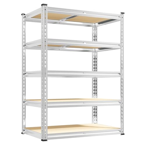 72.05" H Galvanized Garage Shelving for Basement Pantry Closet Shed (35.45" W x 17.72" D x 72.05" H / Sliver)