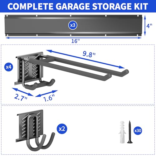 Garage Tool Organizer Wall Mount (48" - 6 Hooks)
