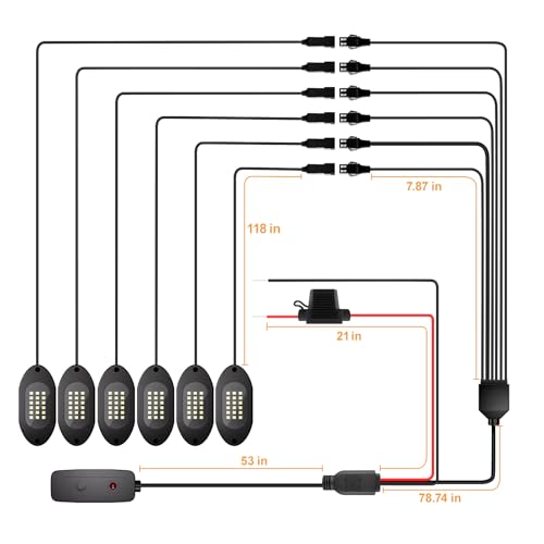 Pure White LED Rock Lights for UTV 6 Pods with Switch 6000K (Pure White / 6 Pods)