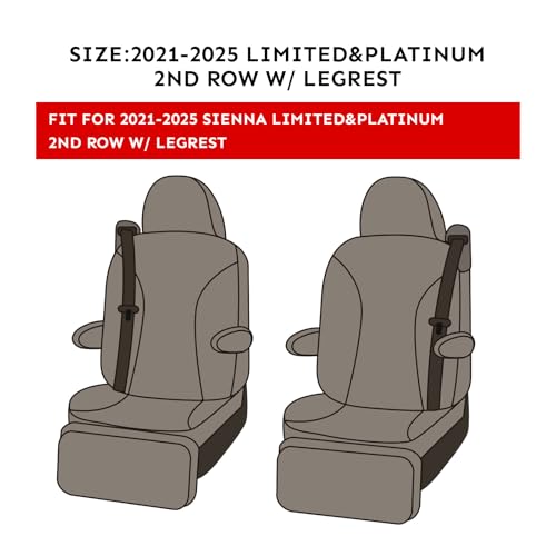 Sienna Seat Covers for 2021 ((Black) / 2021-2026 Limited & Platinum, 2nd Row W/Legrest)