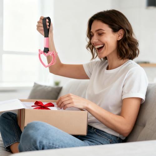 2 Pcs Devil Heart Shaped Car Handle Strap (Pink-Tail)