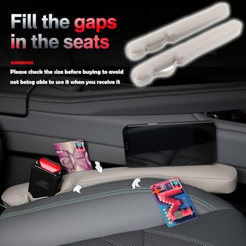 2026 2PCS Upgraded Car Seat Gap Filler with Fixing Ring (Light Beige)