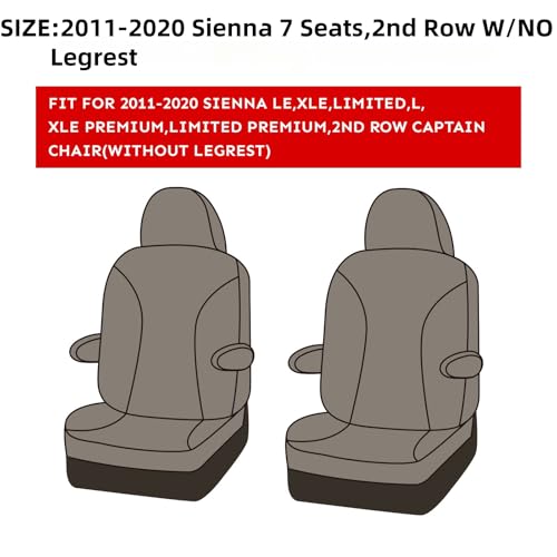 Sienna Seat Covers for 2011 (Leather (Black/Gray) / 2011-2020 Sienna 7 Seats,2nd Row W/NO Legrest)