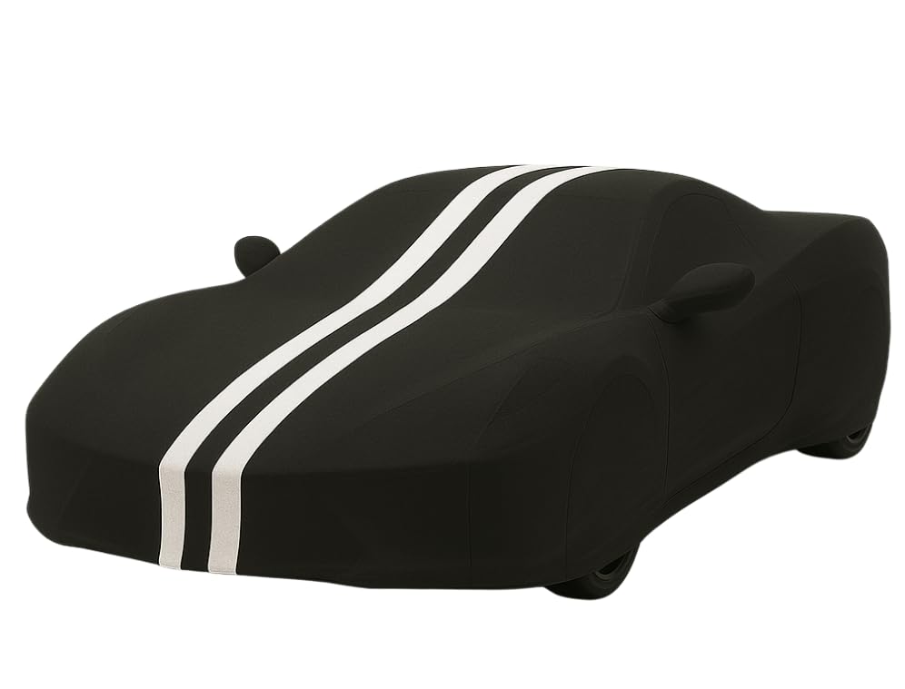 Car Cover I Fit for Corvette C8 I Indoor and Outdoor I Protection from Sun (Black Stipe)