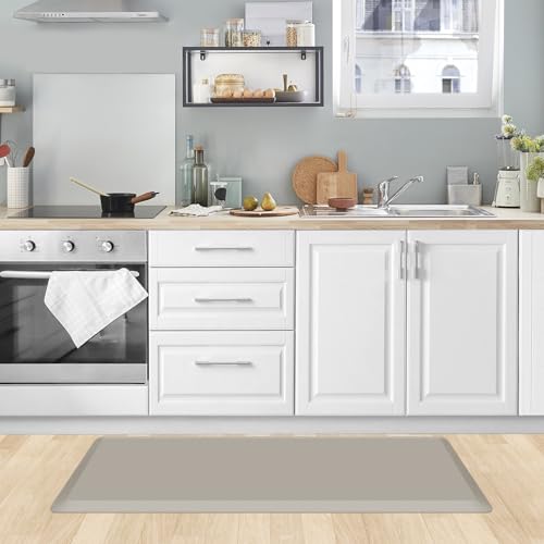 Kitchen Mat Cushioned Anti Fatigue Rug Standing and Comfort Floor Mats (Khaki / 39"L x 17.3"W x 0.5"Th)