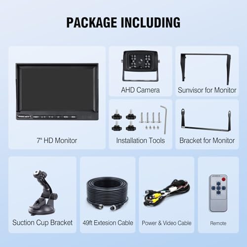 7 inch AHD1080P Wired RV Backup Camera System (7" 1-Cam)