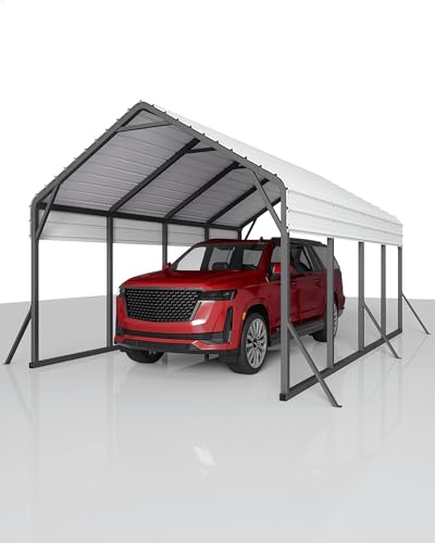 13 ft x21 ft x11 ft Oversized Metal Carport (White / 13x21 FT)