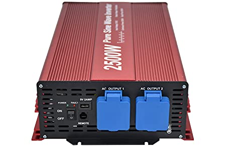 2500W Pure Sine Wave Inverter 12V to 120V AC with 2 AC outlets (2500W)