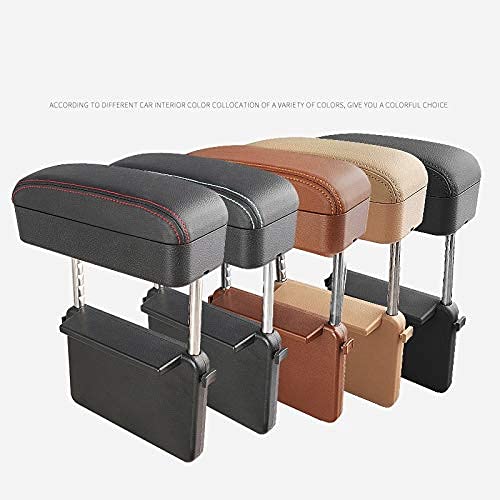 Car Armrest Box Adjustable Pad Refit Car Central Lift Armres Storage Organizer Box Arm Rest (Black red line)