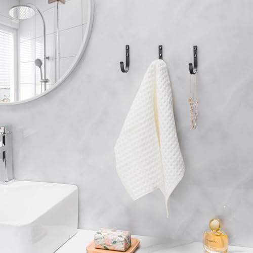 22LB Wall Hooks for Hanging Towel (Black / 5 Pack)