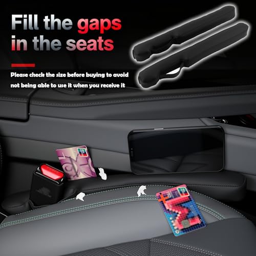 2026 Latest 2PCS Upgraded Car Seat Gap Filler with Fixing Ring (Black)
