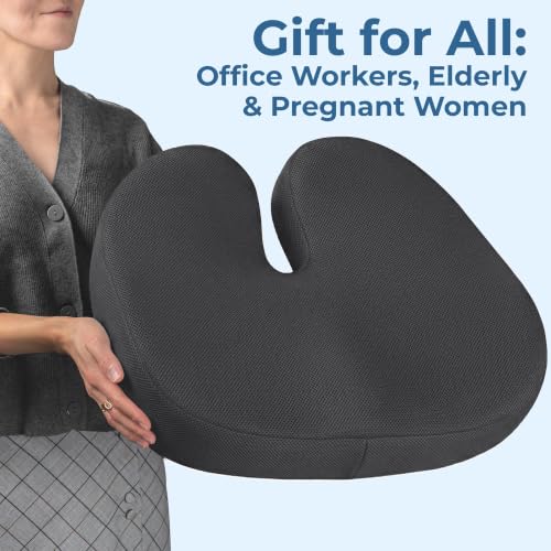 Seat Cushion Memory Foam Chair Pad for Tailbone Pain Relief (Dark Gray / XX-Large)