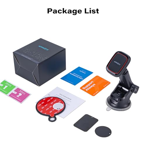 Magnetic Phone Mount for Car (Black-Red)