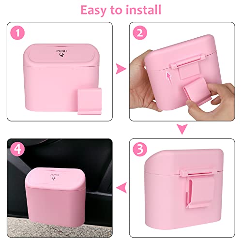 Car Trash Can with Lid (Pink, Pink)